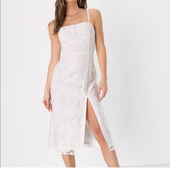 Lulu’s Made For The Occasion White Floral Jacquard Dress Women Size XL - Picture 1 of 15